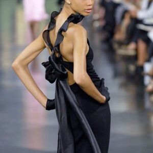 Vintage Ralph Lauren Purple Label Black Ruffle Blouse